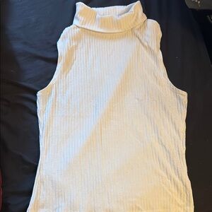 Cream Sleeveless Turtleneck Top